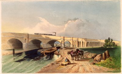 Uitzicht op het Greenwich Railway Viaduct in Deptford, 1836 door G.F. Bragg